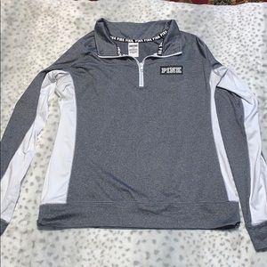 Gray PINK Half Zip Long Sleeve